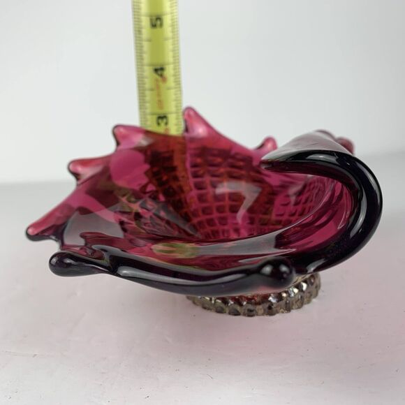 VTG Rossi Glass Candy Dish Fine Art Hand Blown Signed Rare Red Trinket Oval - Picture 9 of 13
